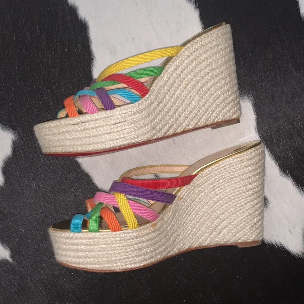 Christian Louboutin Crepon Espadrille Wedges 38